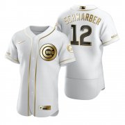 Wholesale Cheap Chicago Cubs #12 Kyle Schwarber White Nike Men's Authentic Golden Edition MLB Jersey