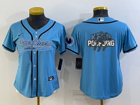 Wholesale Cheap Women\'s Carolina Panthers Blue Team Big Logo With Patch Cool Base Stitched Baseball Jersey