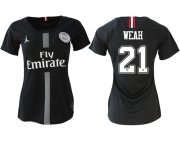 Wholesale Cheap Women's Jordan Paris Saint-Germain #21 Weah Home Soccer Club Jersey