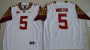 Wholesale Cheap Men's Florida State Seminoles #5 Jameis Winston White Stitched College Football 2016 Nike NCAA Jersey