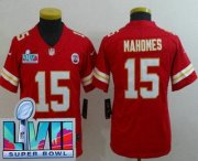 Wholesale Cheap Youth Kansas City Chiefs #15 Patrick Mahomes Limited Red Super Bowl LVII Vapor Jersey