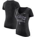 Wholesale Cheap Colorado Rockies Nike Women's Practice 1.7 Tri-Blend V-Neck T-Shirt Heathered Black