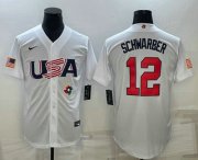 Wholesale Cheap Men's USA Baseball #12 Kyle Schwarber 2023 White World Baseball Classic Stitched Jerseys