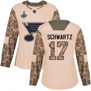 Wholesale Cheap Adidas Blues #17 Jaden Schwartz Camo Authentic 2017 Veterans Day Stanley Cup Champions Women's Stitched NHL Jersey