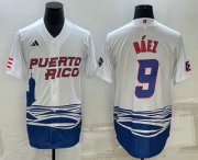 Wholesale Cheap Men's Puerto Rico Baseball #9 Javier Baez White 2023 World Baseball Classic Stitched Jersey