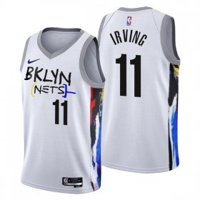 Wholesale Cheap Men\'s Brooklyn Nets #11 Kyrie Irving 2022-23 White City Edition Stitched Basketball Jersey