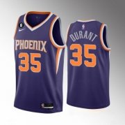 Wholesale Cheap Men's Phoenix Suns #35 Kevin Durant Purple Icon Edition With NO.6 Patch Stitched Basketball Jersey