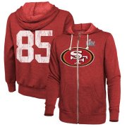 Wholesale Cheap Men's San Francisco 49ers #85 George Kittle NFL Red Super Bowl LIV Bound Player Name & Number Full-Zip Hoodie