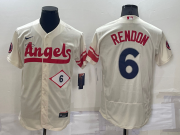 Wholesale Cheap Men's Los Angeles Angels #6 Anthony Rendon Number Cream 2022 City Connect Flex Base Stitched Jersey