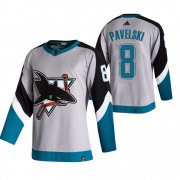 Wholesale Cheap San Jose Sharks #8 Joe Pavelski Grey Men's Adidas 2020-21 Reverse Retro Alternate NHL Jersey