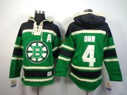 Wholesale Cheap Bruins #4 Bobby Orr Green St. Patrick's Day McNary Lace Hoodie Stitched NHL Jersey