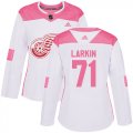 Wholesale Cheap Adidas Red Wings #71 Dylan Larkin White/Pink Authentic Fashion Women's Stitched NHL Jersey