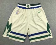 Wholesale Cheap Men's Milwaukee Bucks Cream 2020 City Edition NBA Swingman Shorts
