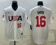 Wholesale Cheap Mens USA Baseball #16 Will Smith Number 2023 White World Baseball Classic Stitched Jersey