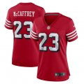 Wholesale Cheap Women's NFL San Francisco 49ers #23 Christian McCaffrey Red Stitched Game Jersey(Run Small)