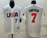 Wholesale Cheap Men's USA Baseball #7 Tim Anderson Number 2023 White World Baseball Classic Stitched Jerseys