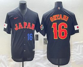 Wholesale Cheap Men\'s Japan Baseball #16 Shohei Ohtani Number 2023 Black World Classic Stitched Jersey1