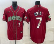 Wholesale Cheap Men's Mexico Baseball #7 Julio Urias Number 2023 Red Blue World Baseball Classic Stitched Jersey