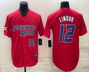 Wholesale Cheap Men's Puerto Rico Baseball #12 Francisco Lindor Number 2023 Red World Baseball Classic Stitched Jerseys
