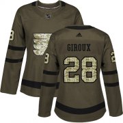 Wholesale Cheap Adidas Flyers #28 Claude Giroux Green Salute to Service Women's Stitched NHL Jersey