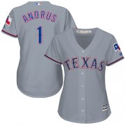 Wholesale Cheap Rangers #1 Elvis Andrus Grey Road Women's Stitched MLB Jersey