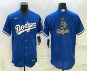 Wholesale Cheap Men's Los Angeles Dodgers Big Logo Blue Flex Base Stitched Baseball Jersey