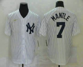 Wholesale Cheap Men\'s New York Yankees #7 Mickey Mantle White Throwback Stitched MLB Cool Base Nike Jersey