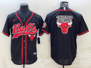 Wholesale Cheap Men's Chicago Bulls Blank Black Team Big Logo With Patch Cool Base Stitched Baseball Jersey