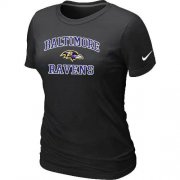 Wholesale Cheap Women's Nike Baltimore Ravens Heart & Soul NFL T-Shirt Black