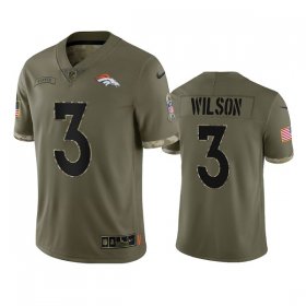 Wholesale Cheap Men\'s Denver Broncos #3 Russell Wilson 2022 Olive Salute To Service Limited Stitched Jersey