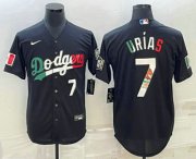 Wholesale Cheap Men's Los Angeles Dodgers #7 Julio Urias Number Black Mexico 2020 World Series Cool Base Nike Jerseys