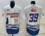 Wholesale Cheap Men's Puerto Rico Baseball #39 Edwin Diaz Number 2023 White World Baseball Classic Stitched Jersey