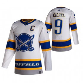 Wholesale Cheap Buffalo Sabres #9 Jack Eichel White Men\'s Adidas 2020-21 Reverse Retro Alternate NHL Jersey