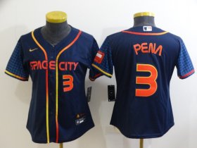 Wholesale Cheap Women\'s Houston Astros #3 Jeremy Pena Number 2022 Navy Blue City Connect Cool Base Stitched Jersey