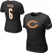 Wholesale Cheap Women's Nike Chicago Bears #6 Jay Cutler Name & Number T-Shirt Black