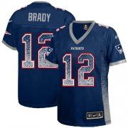 Wholesale Cheap Nike Patriots #12 Tom Brady Navy Blue Team Color Women's Stitched NFL Elite Drift Fashion Jersey
