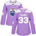 Wholesale Cheap Adidas Oilers #33 Cam Talbot Purple Authentic Fights Cancer Women's Stitched NHL Jersey