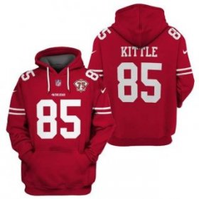 Wholesale Cheap Men\'s San Francisco 49ers #85 George Kittle 2021 75th Anniversary Alternate Pullover Hoodie