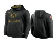 Wholesale Cheap Men's Miami Dolphins Black 2020 Salute to Service Sideline Performance Pullover Hoodie