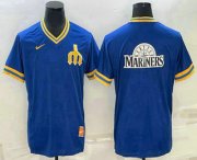 Wholesale Cheap Men's Seattle Mariners Big Logo Blue Nike Cooperstown Collection Legend V Neck Jersey