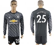 Wholesale Cheap Manchester United #25 Valencia Black Long Sleeves Soccer Club Jersey