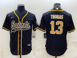 Wholesale Cheap Men's New Orleans Saints #13 Michael Thomas Black With Patch Cool Base Stitched Baseball Jersey