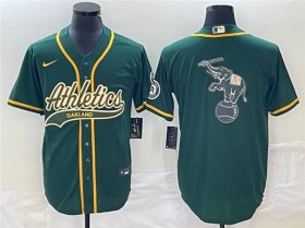 Wholesale Cheap Men\'s Oakland Athletics Green Team Big Logo Cool Base Stitched Baseball Jersey 001