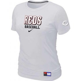 Wholesale Cheap Women\'s Cincinnati Reds Nike Short Sleeve Practice MLB T-Shirt White