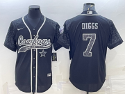 Wholesale Cheap Men's Dallas Cowboys #7 Trevon Diggs Black Reflective With Patch Cool Base Stitched Baseball Jersey