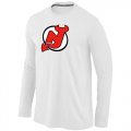 Wholesale Cheap NHL New Jersey Devils Big & Tall Logo Long Sleeves T-Shirt White