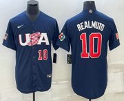 Wholesale Cheap Men's USA Baseball #10 JT Realmuto Number 2023 Navy World Baseball Classic Stitched Jersey