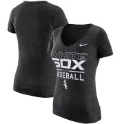 Wholesale Cheap Chicago White Sox Nike Women's Practice 1.7 Tri-Blend V-Neck T-Shirt Heathered Black