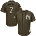 Wholesale Cheap Yankees #7 Mickey Mantle Green Salute to Service Stitched Youth MLB Jersey