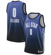 Wholesale Cheap Men's 2023 All-Star #0 Damian Lillard Blue Game Swingman Stitched Basketball Jersey